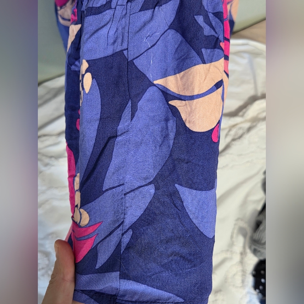 Anthro(ATL) Purple+Pink Hi-Low Floral Flutter Sleeve Maxi Dress Sz L Boho-Chic - Picture 12 of 15